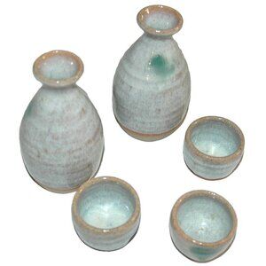 Japanese Sake Saki 5 Piece Vintage Set Made in Japan